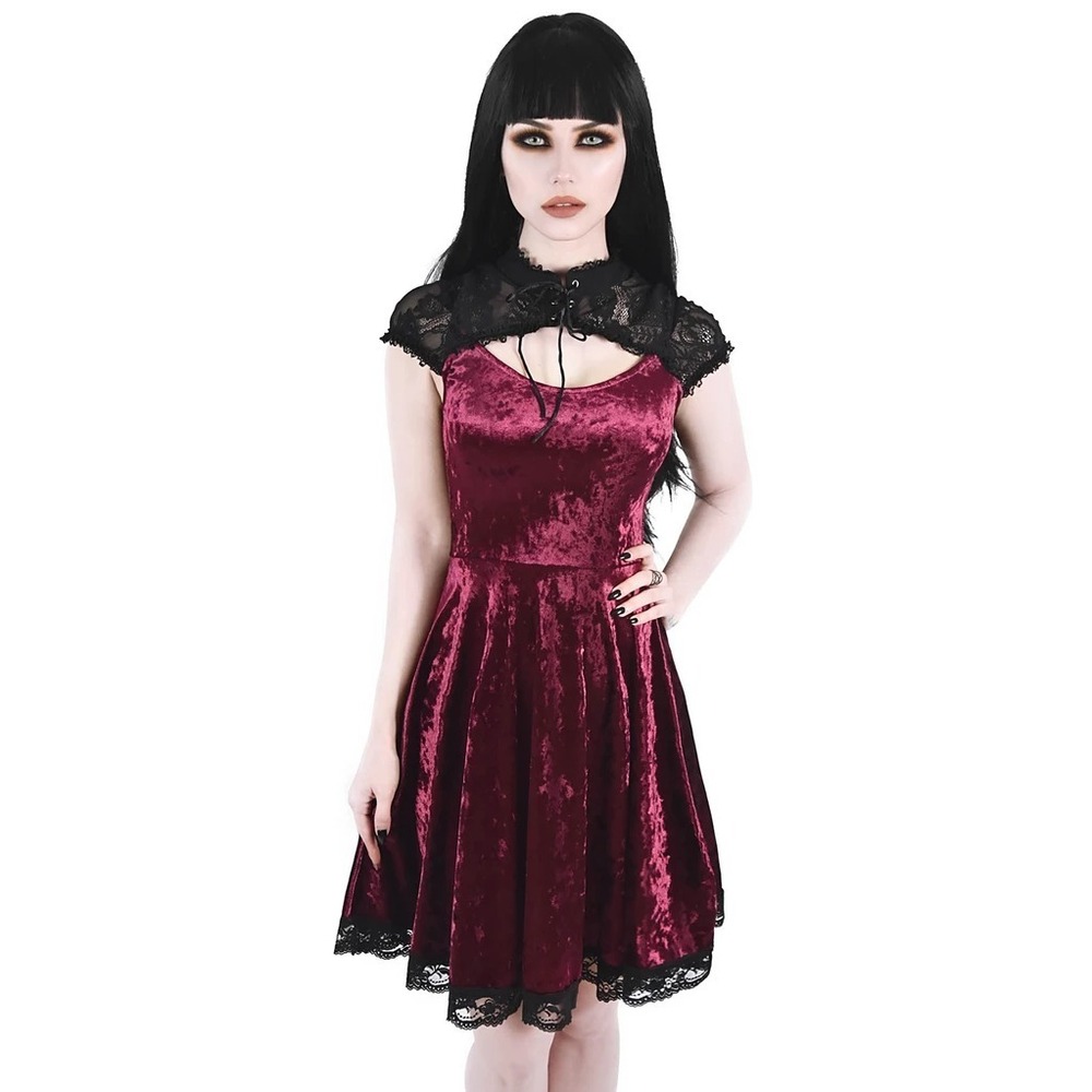Killstar Astephana Dress Burgundy Black Skater Goth Punk Occult Dress No Laces M